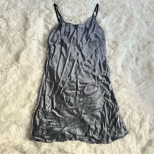 Victoria's Secret 100% Silk Gray Purple Blue Slip Dress Scoop Neck Lingerie